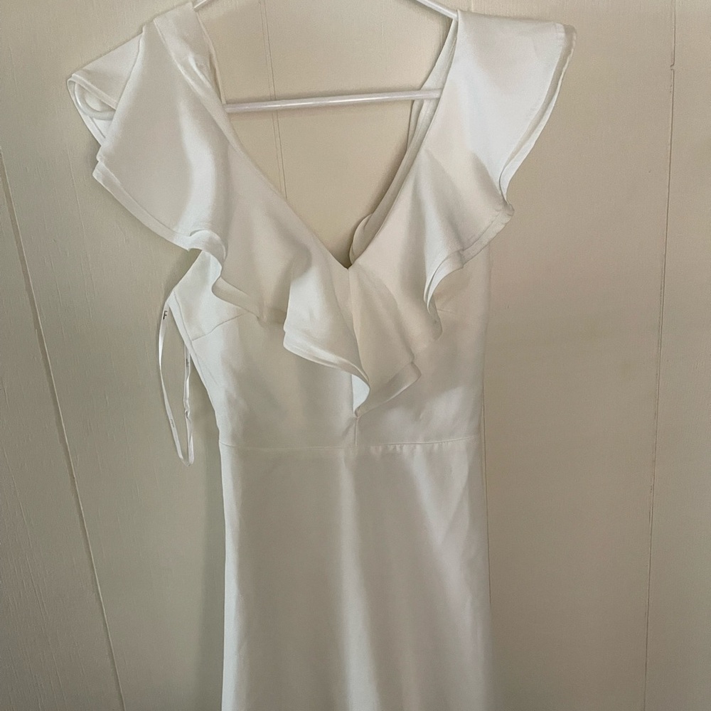 White engagement dress.